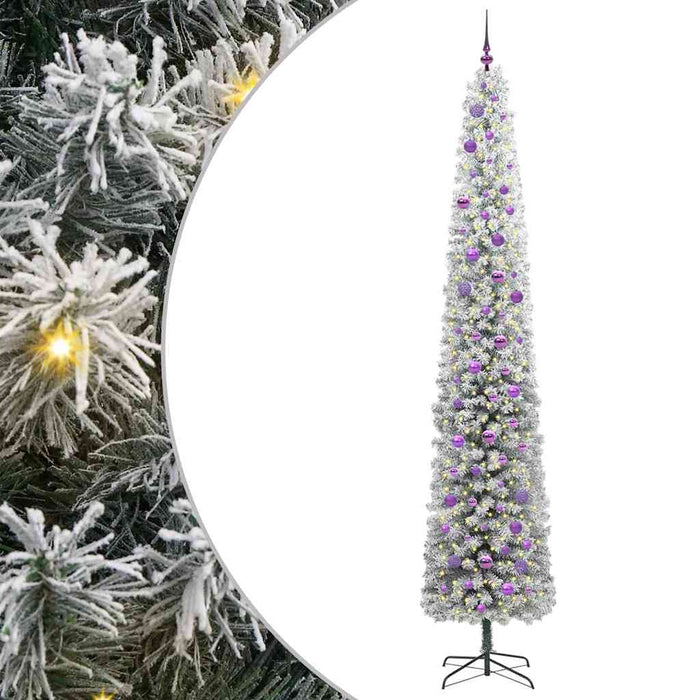 Kunstig juletre med LED -stripelys Grønn og hvit 270 cm PVC