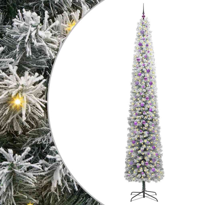 Kunstig juletre med LED -stripelys Grønn og hvit 300 cm PVC