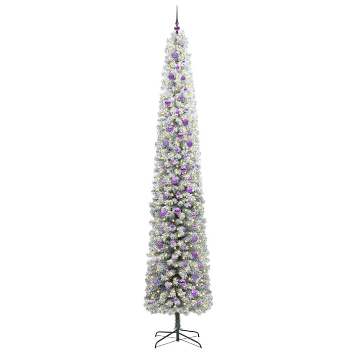 Kunstig juletre med LED -stripelys Grønn og hvit 300 cm PVC