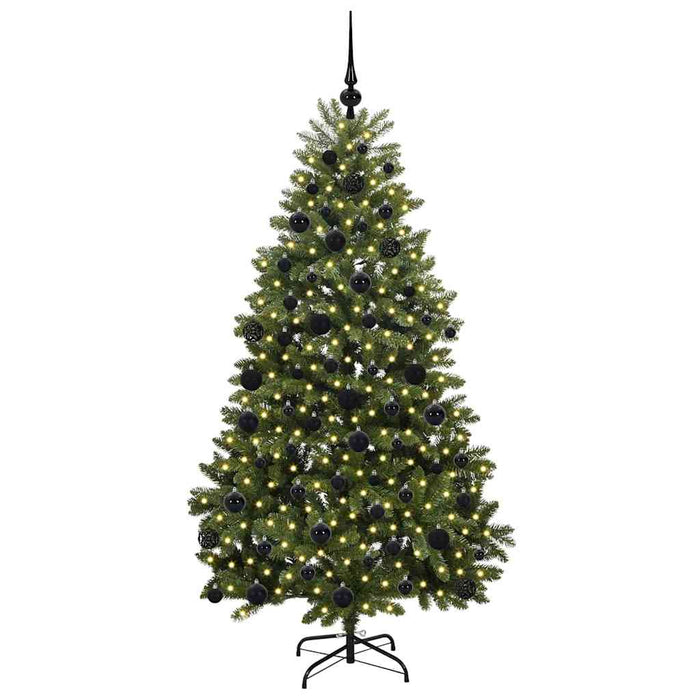 Kunstig juletre med LED -stripelys grønn 180 cm PVC og metall