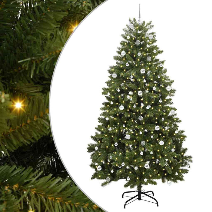 Kunstig juletre med LED -stripelys grønn 240 cm PVC og metall