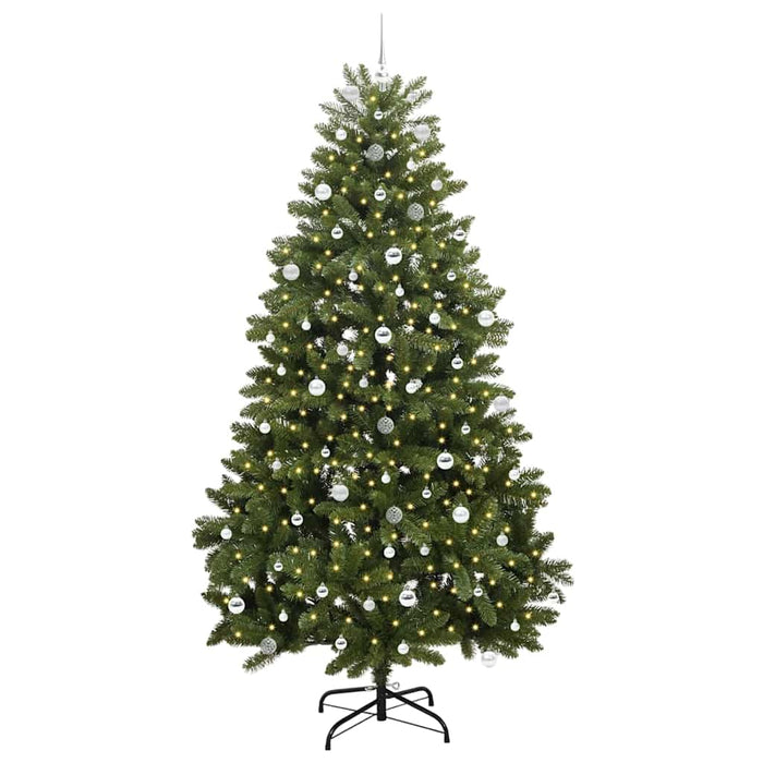 Kunstig juletre med LED -stripelys grønn 240 cm PVC og metall
