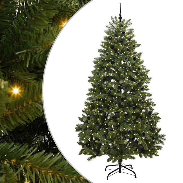 Kunstig juletre med LED -stripelys grønn 270 cm PVC og metall