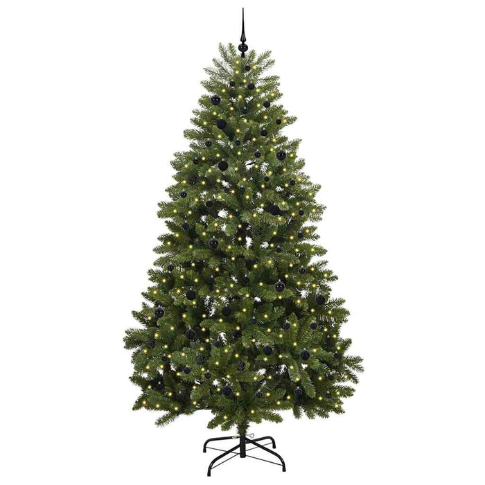 Kunstig juletre med LED -stripelys grønn 270 cm PVC og metall