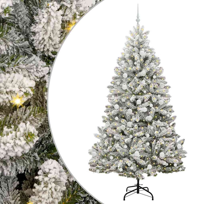 Kunstig juletre med LED -stripelys Grønn og hvit 210 cm PVC