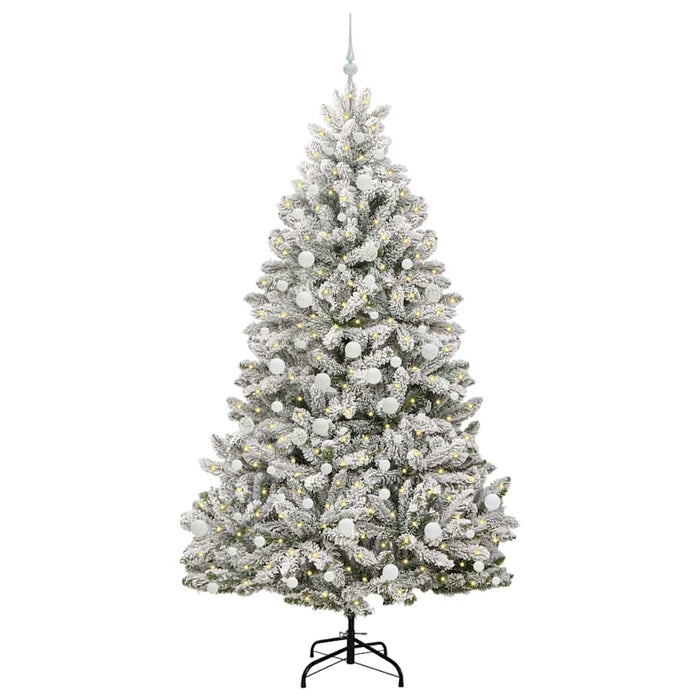 Kunstig juletre med LED -stripelys Grønn og hvit 210 cm PVC