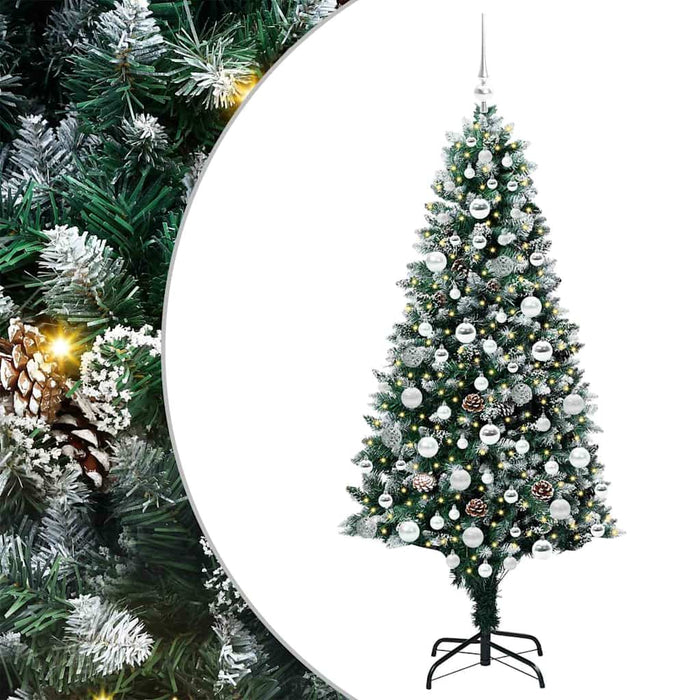 Kunstig juletre med 300 LED grønn 180 cm PVC og Stål og Plast