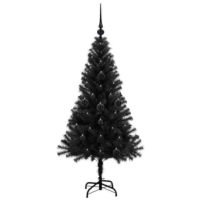 Juletre med 150 LED med stativ Svart 120 cm PVC