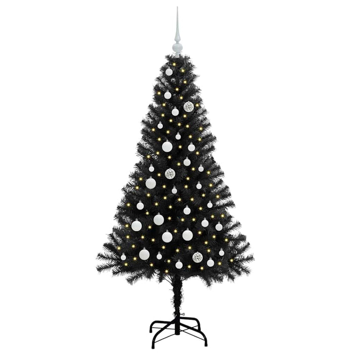 Juletre med 150 LED med stativ Svart 150 cm PVC