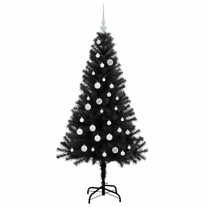 Juletre med 150 LED med stativ Svart 150 cm PVC