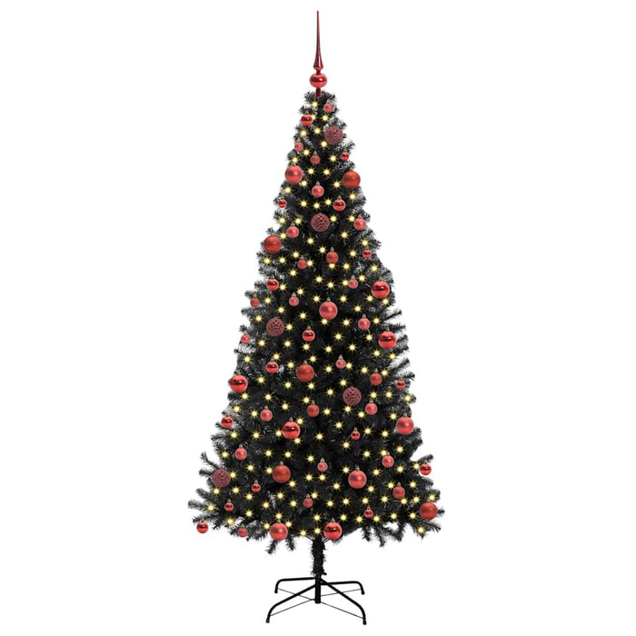 Juletre med 300 LED med stativ Svart 180 cm PVC