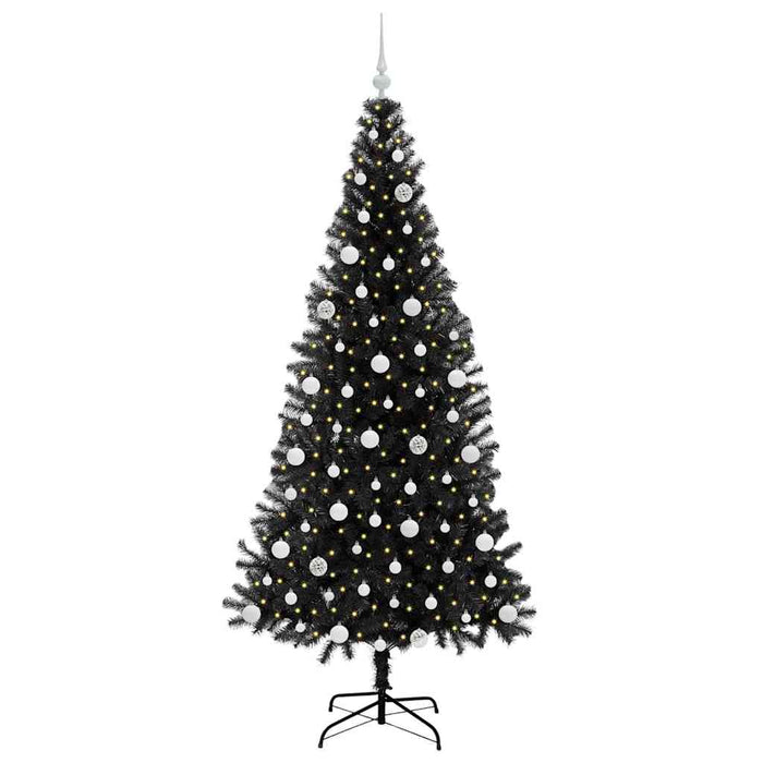 Juletre med 300 LED med stativ Svart 210 cm PVC