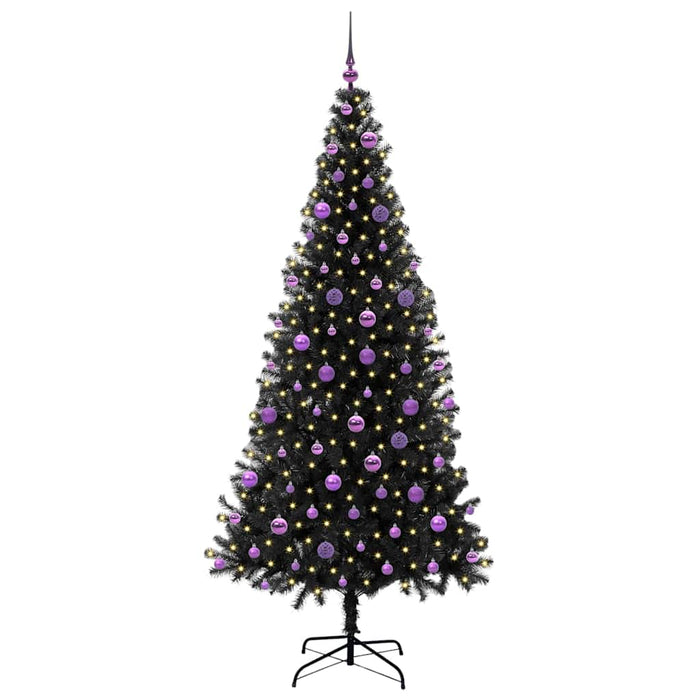 Juletre med 300 LED med stativ Svart 210 cm PVC