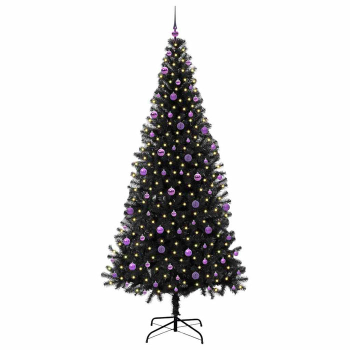 Juletre med 300 LED med stativ Svart 240 cm PVC