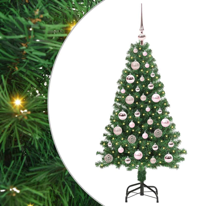Kunstig juletre med 150 LED grønn 120 cm PVC og Stål og Plast