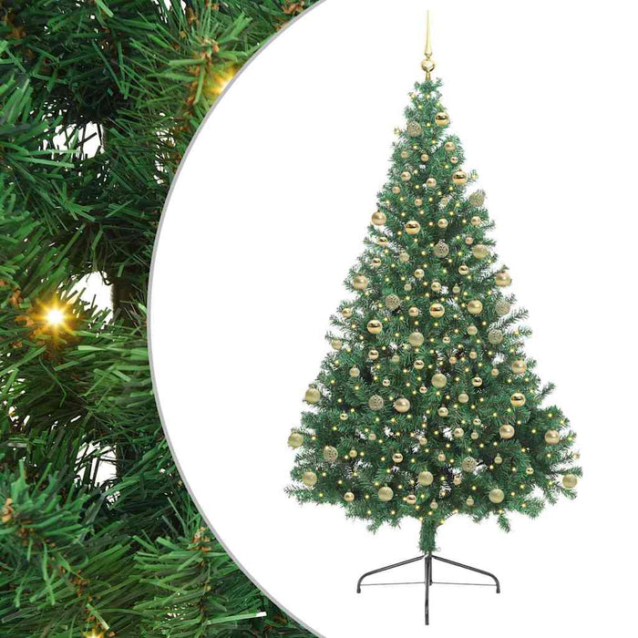 Kunstig Forhåndsopplyst Juletre med 300 LED grønn 180 cm PVC