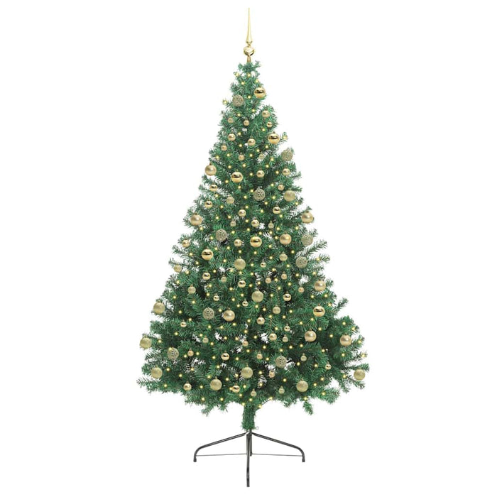 Kunstig Forhåndsopplyst Juletre med 300 LED grønn 180 cm PVC