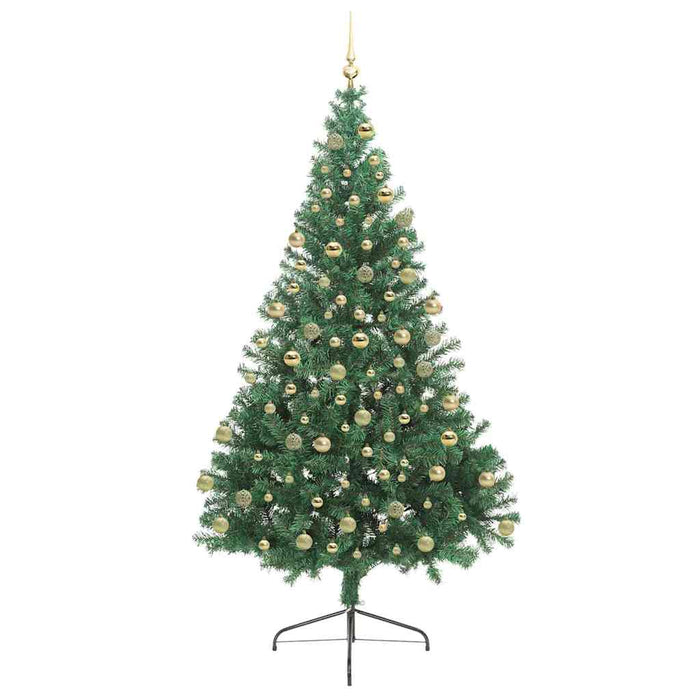 Kunstig Forhåndsopplyst Juletre med 300 LED grønn 180 cm PVC
