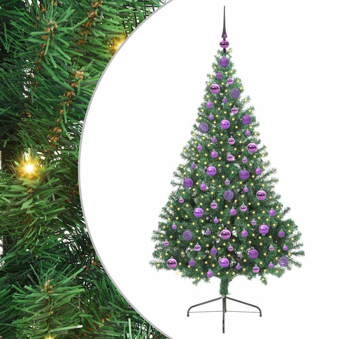 Kunstig Forhåndsopplyst Juletre med 300 LED grønn 180 cm PVC