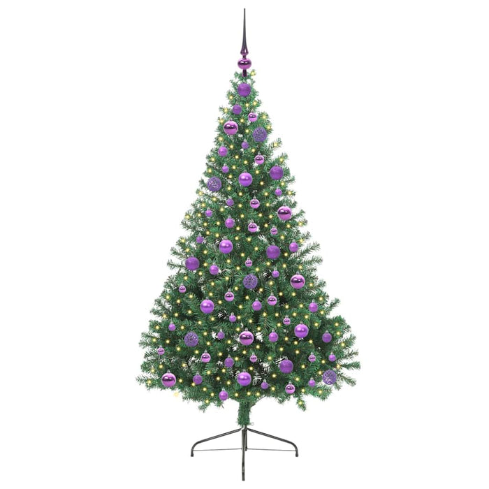 Kunstig Forhåndsopplyst Juletre med 300 LED grønn 180 cm PVC