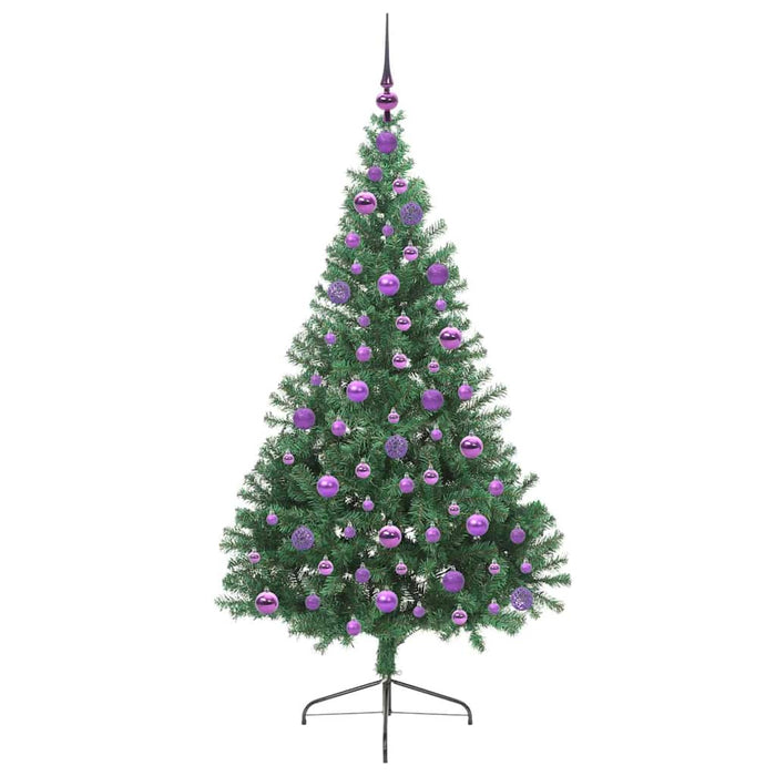 Kunstig Forhåndsopplyst Juletre med 300 LED grønn 180 cm PVC