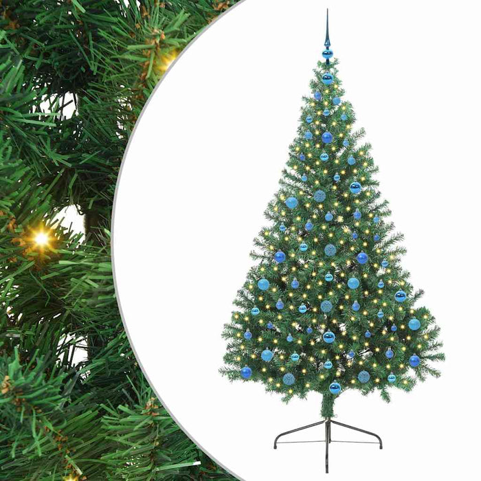 Kunstig Forhåndsopplyst Juletre med 300 LED grønn 210 cm PVC