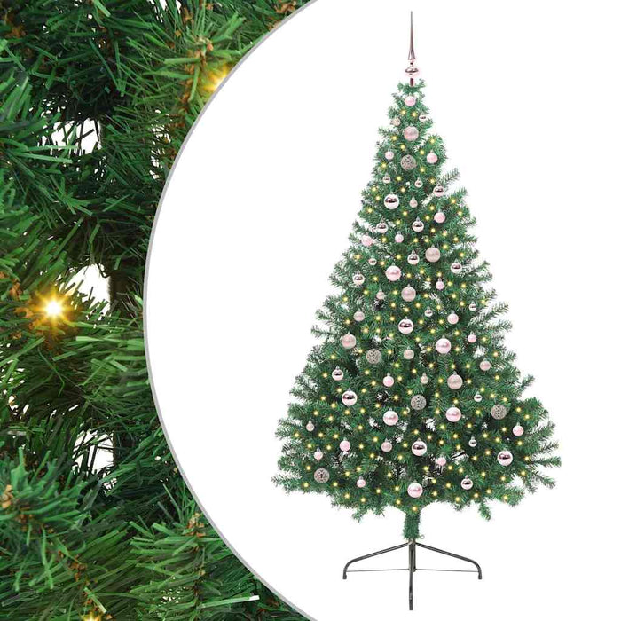 Kunstig Forhåndsopplyst Juletre med 300 LED grønn 240 cm PVC
