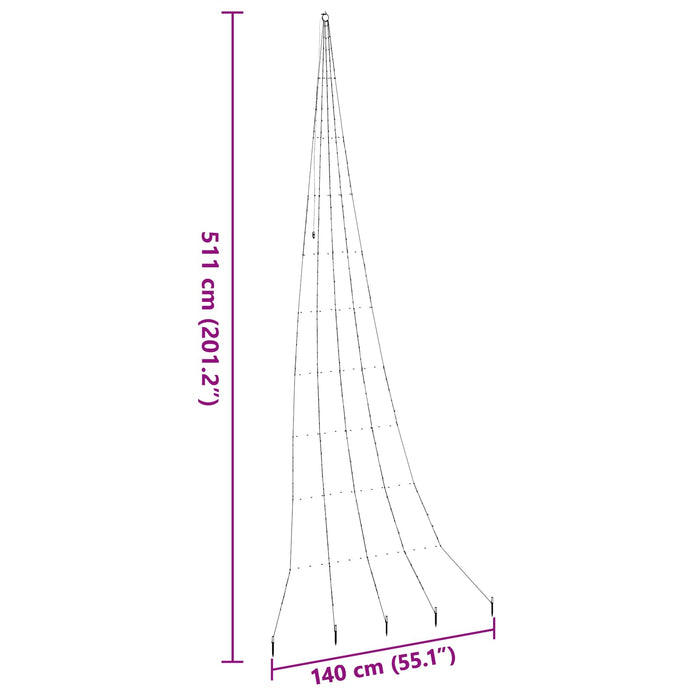 LED juletre med 276 LED med jordspyd Varmhvit 511 cm Metall