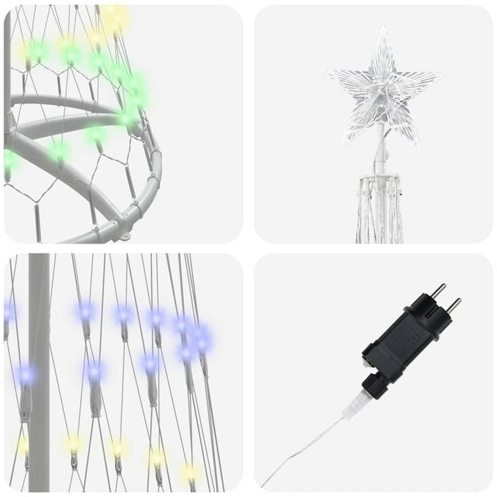 LED juletre med stativ Flerfarget 138.5 x 138.5 x 399 cm Metall