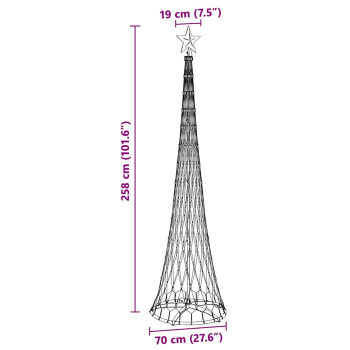 LED juletre med stativ Flerfarget 138.5 x 138.5 x 399 cm Metall