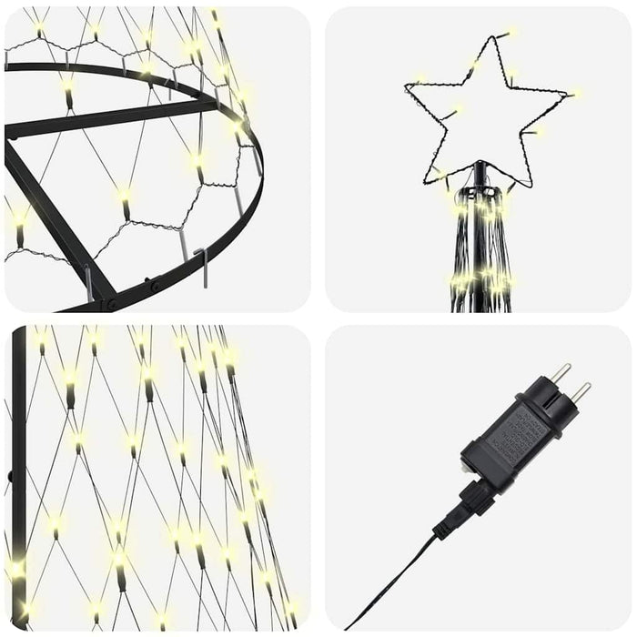 LED juletre med 290 LED Varmhvit 138.5 x 138.5 x 399 cm Metall