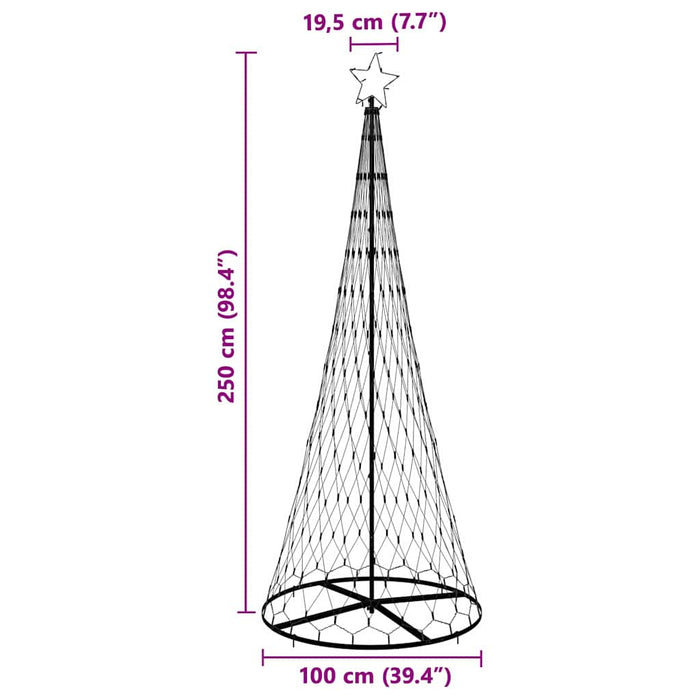 LED juletre med 290 LED Varmhvit 138.5 x 138.5 x 399 cm Metall