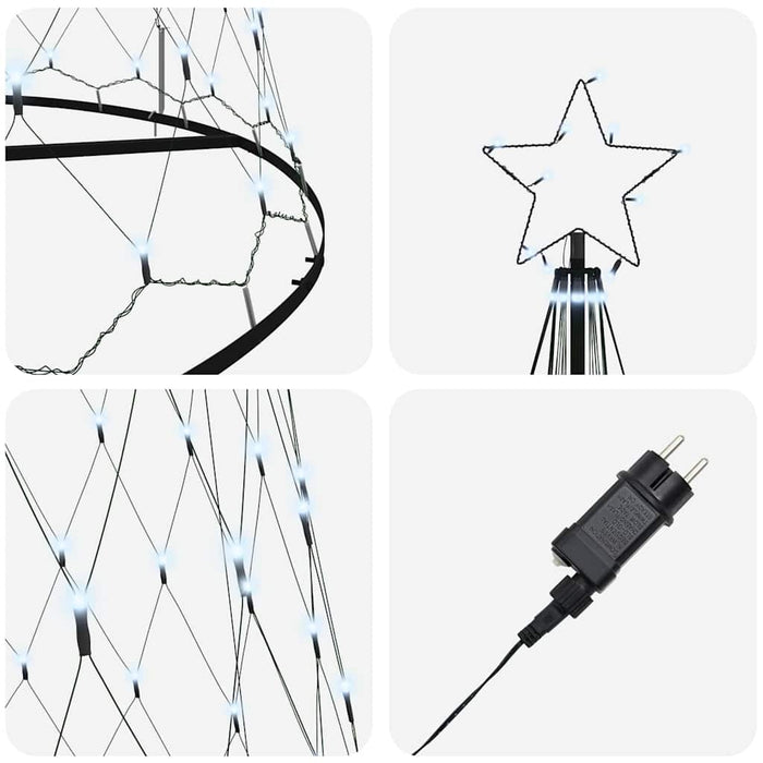 LED juletre med 550 LED Kaldhvit 138.5 x 138.5 x 399 cm Metall