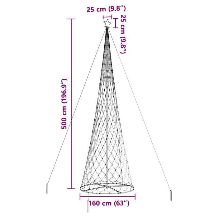 LED juletre med 550 LED Kaldhvit 138.5 x 138.5 x 399 cm Metall