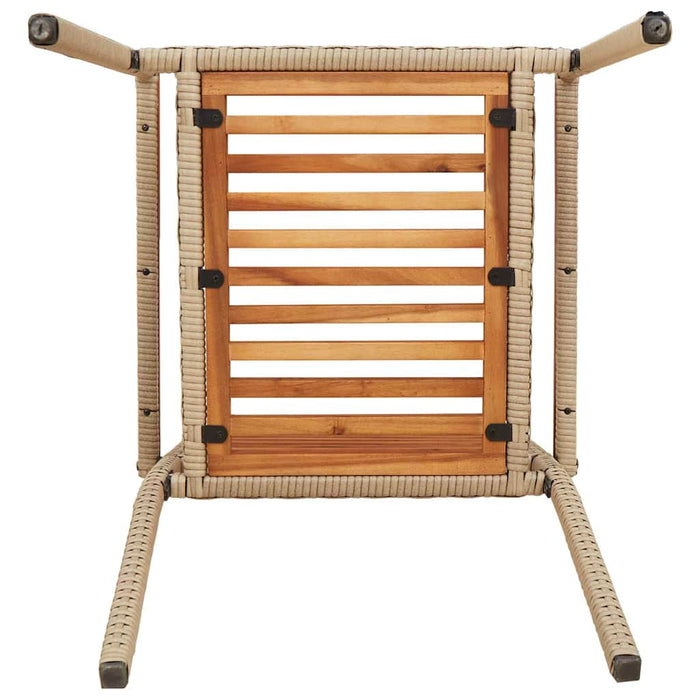 Utestoler 4 pcs Krem, brun PE rattan, solid akasietre