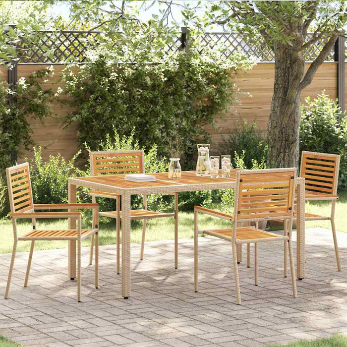 Utestoler 4 pcs Krem, brun PE rattan, solid akasietre