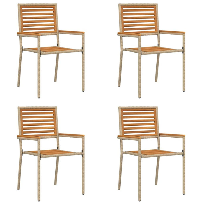 Utestoler 4 pcs Krem, brun PE rattan, solid akasietre