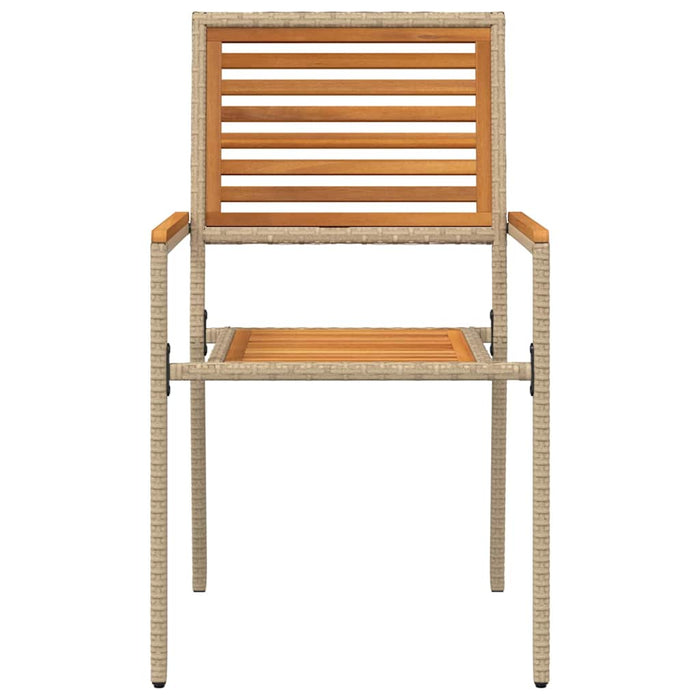 Utestoler 4 pcs Krem, brun PE rattan, solid akasietre