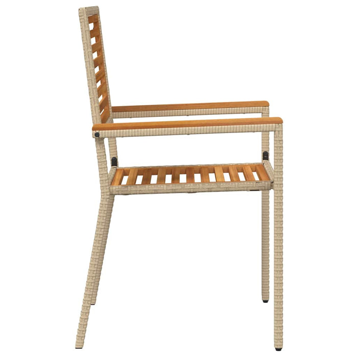 Utestoler 4 pcs Krem, brun PE rattan, solid akasietre