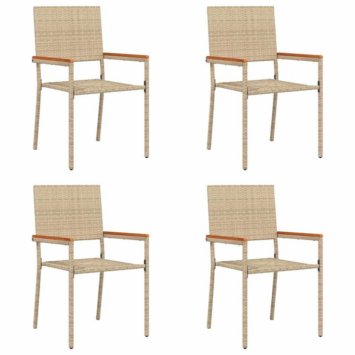 Utestoler 4 pcs Krem, Brun PE rattan, Solid akasietre