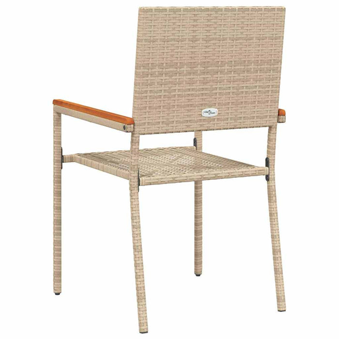 Utestoler 4 pcs Krem, Brun PE rattan, Solid akasietre