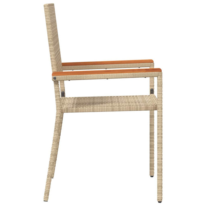 Utestoler 4 pcs Krem, Brun PE rattan, Solid akasietre