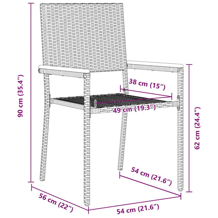 Utestoler 4 pcs Krem, Brun PE rattan, Solid akasietre