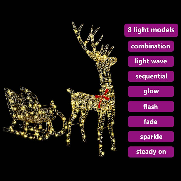 Reinsdyr Trekke Slede Varmhvit 120 cm 55 cm PET