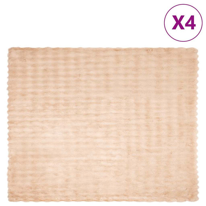 Faux kaninullteppe 4 pcs Beige 130 x 150 cm Polyester