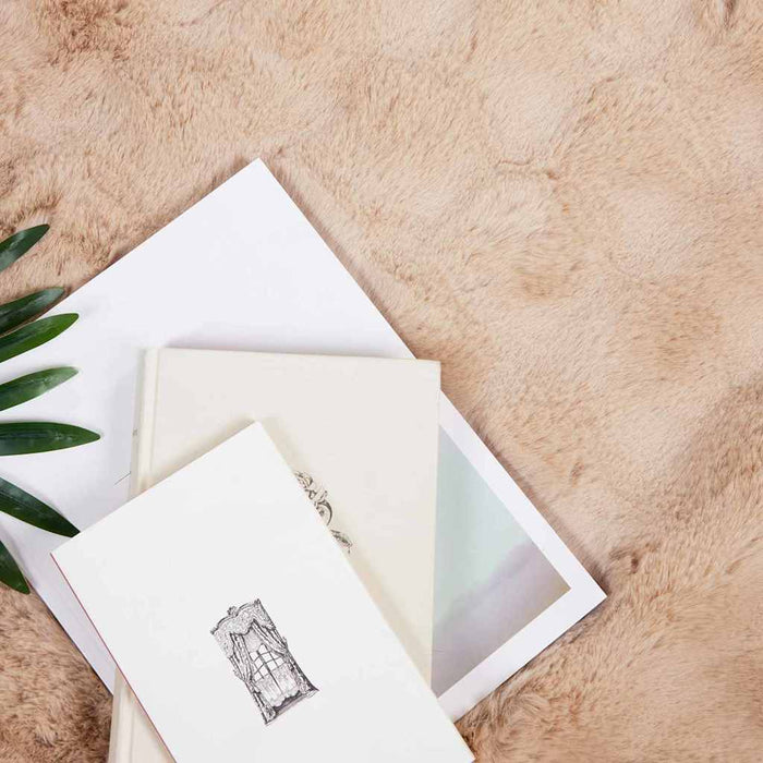 Faux kaninullteppe 4 pcs Beige 130 x 150 cm Polyester