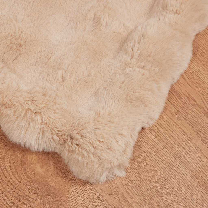 Faux kaninullteppe 4 pcs Beige 150 x 220 cm Polyester