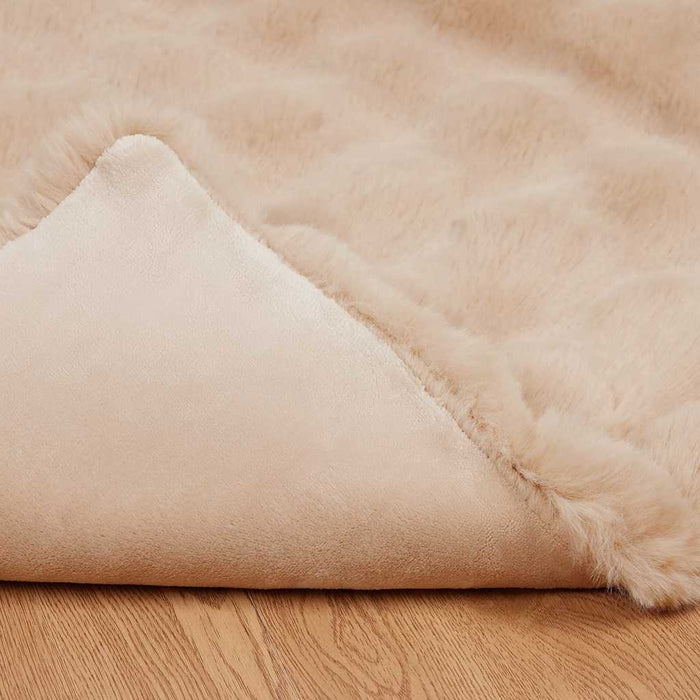 Faux kaninullteppe 4 pcs Beige 150 x 220 cm Polyester