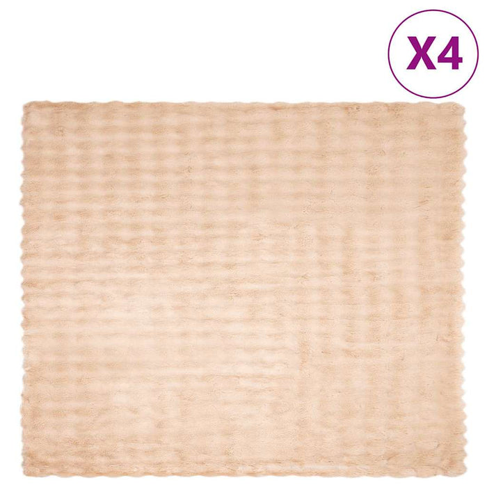 Faux kaninullteppe 4 pcs Beige 220 x 240 cm Polyester