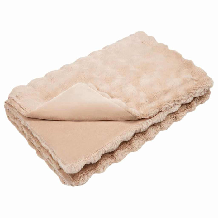 Faux kaninullteppe 4 pcs Beige 220 x 240 cm Polyester